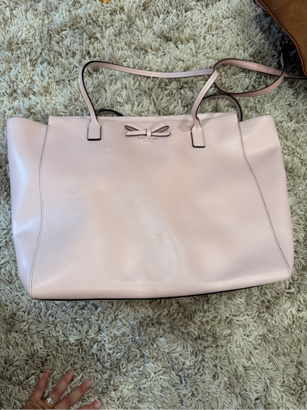 kate spade Light Pink Leather Tote with Bow Accent